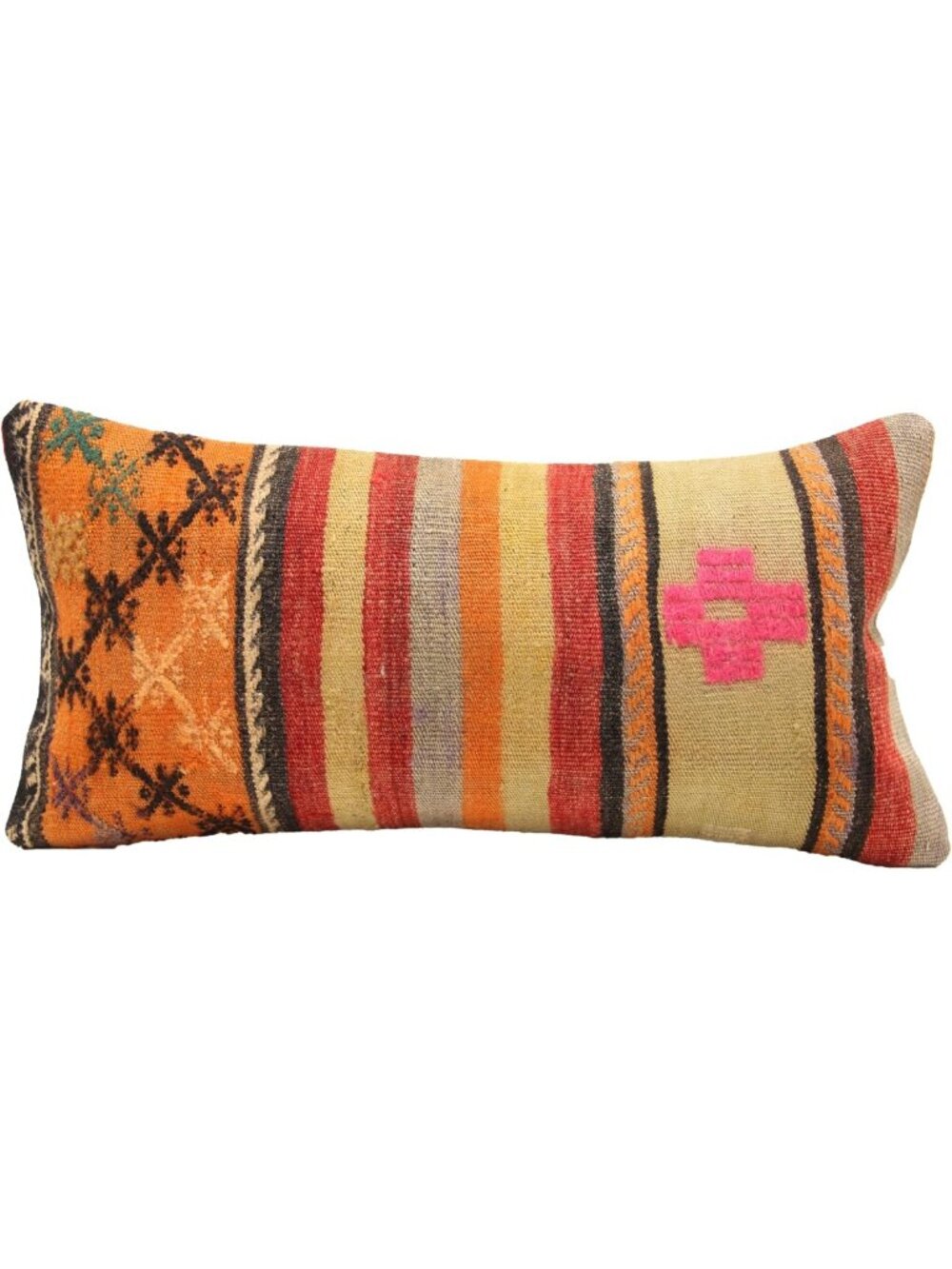 Handmade 12x24 Inch Kilim Pillow Cover | Vintage Oriental Accent Throw Cushion
